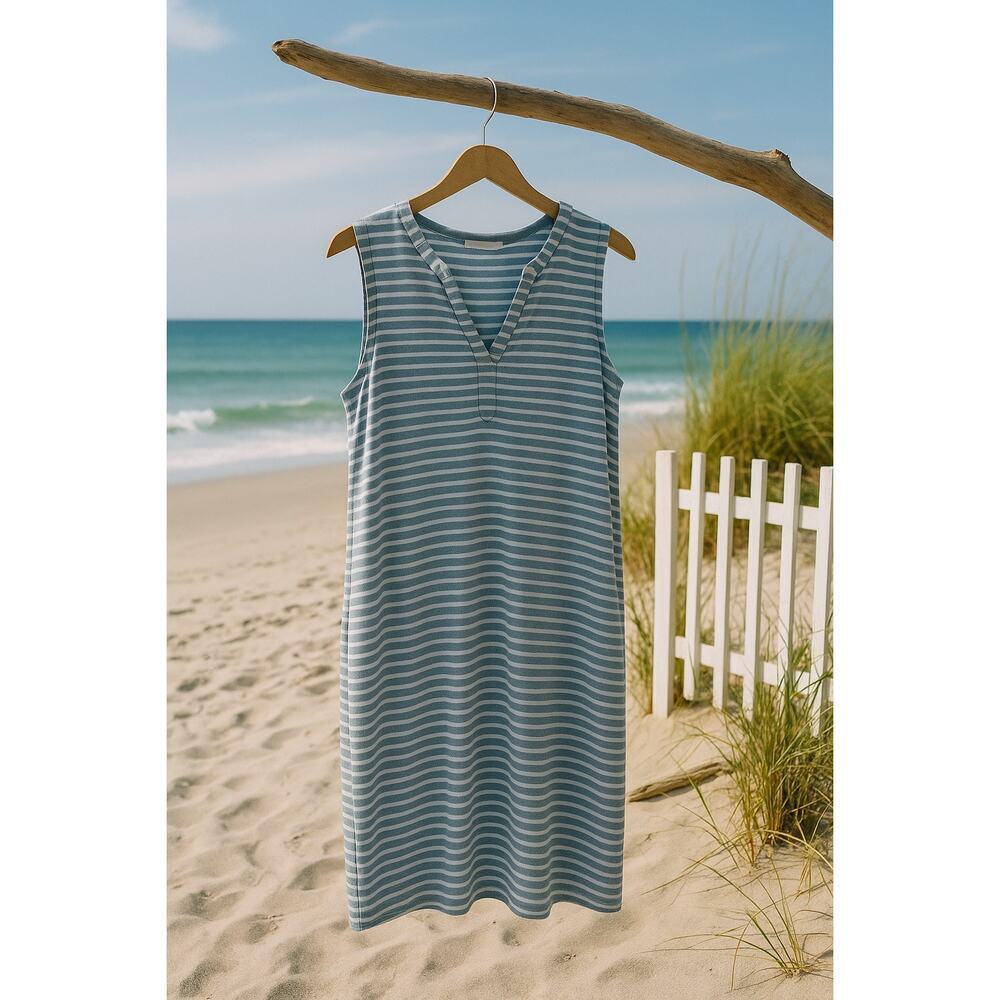 Jane and Delancey striped cotton dress size large Preppy coastal  Beachy